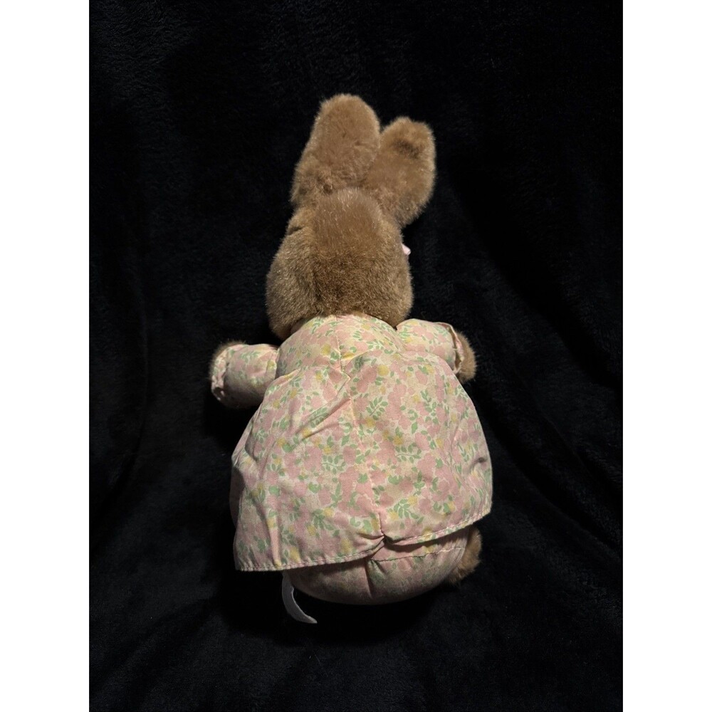 Vintage 1987 Plush Creations Inc Rabbit Floral Dress Brown Bunny 14" - Picture 3 of 6